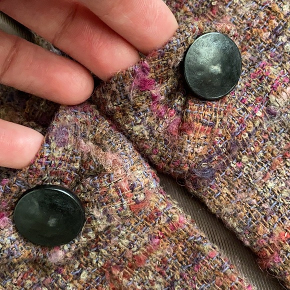 Classiques Entier | 3/4 Sleeve Cotton Wool Alpaca Blend Tweed Open Jacket (L) - Picture 7 of 16